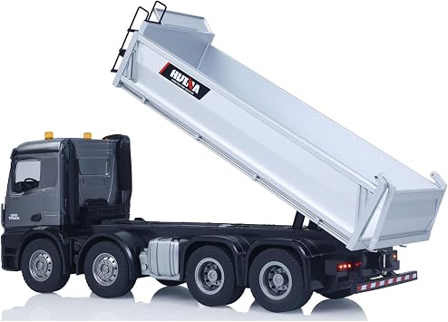 HUINA 1/14 Remote Control Dump Truck 12CH RC Tipper Finished Model RTR Light Sound Effects Radio USB Charging Cable Hobby Grade Model for Ages 15+