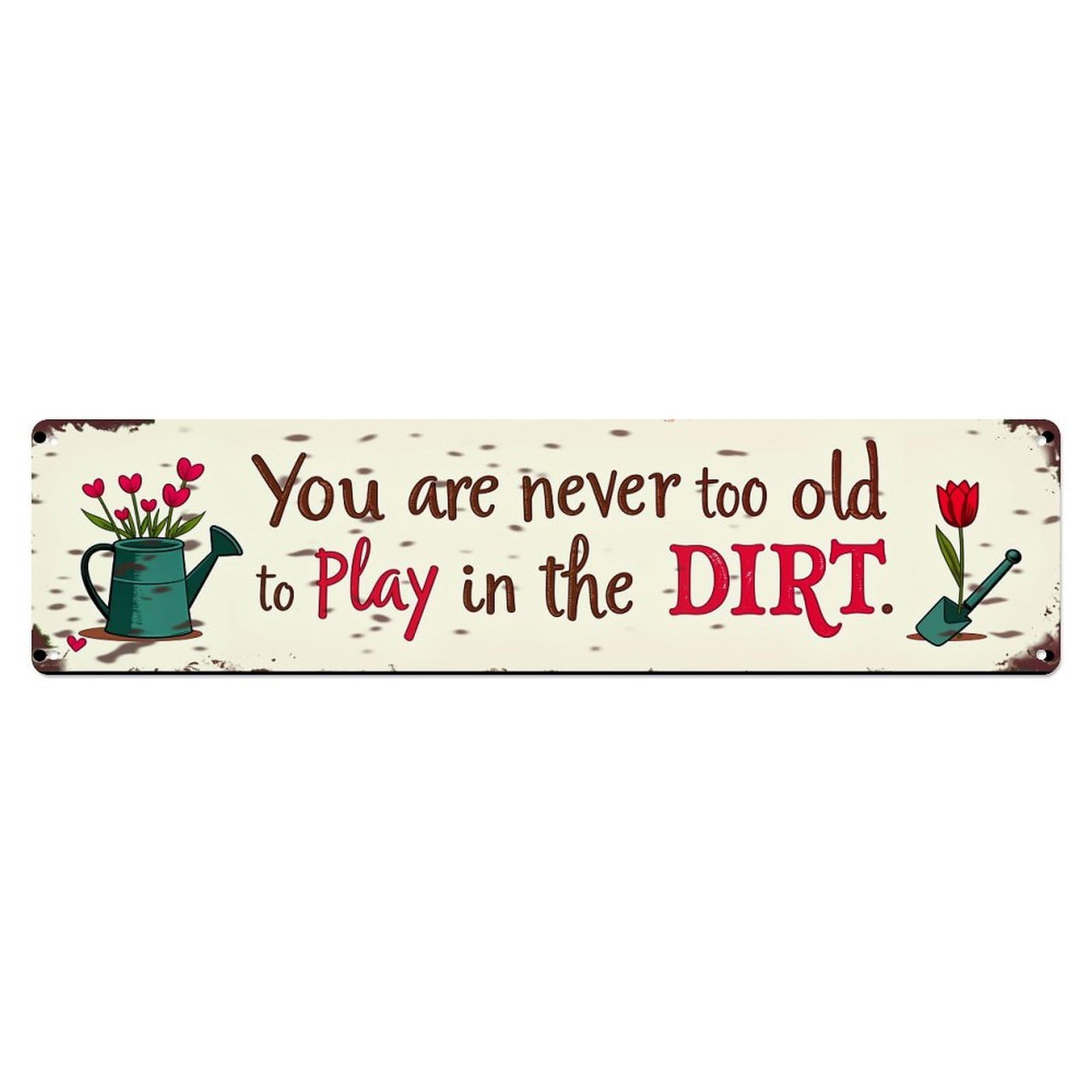 Garden Tools Flowers Hearts Text Metal Tin Sign Plaque