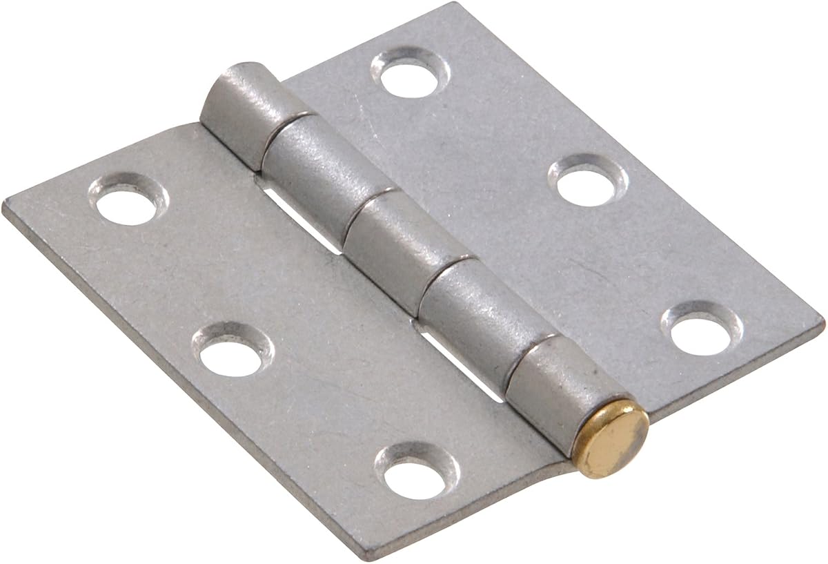 Hardware Essentials 851746 Bisagras de esquina cuadradas de uso general con pasador fijo galvanizado, 3 pulgadas, paquete de 2
