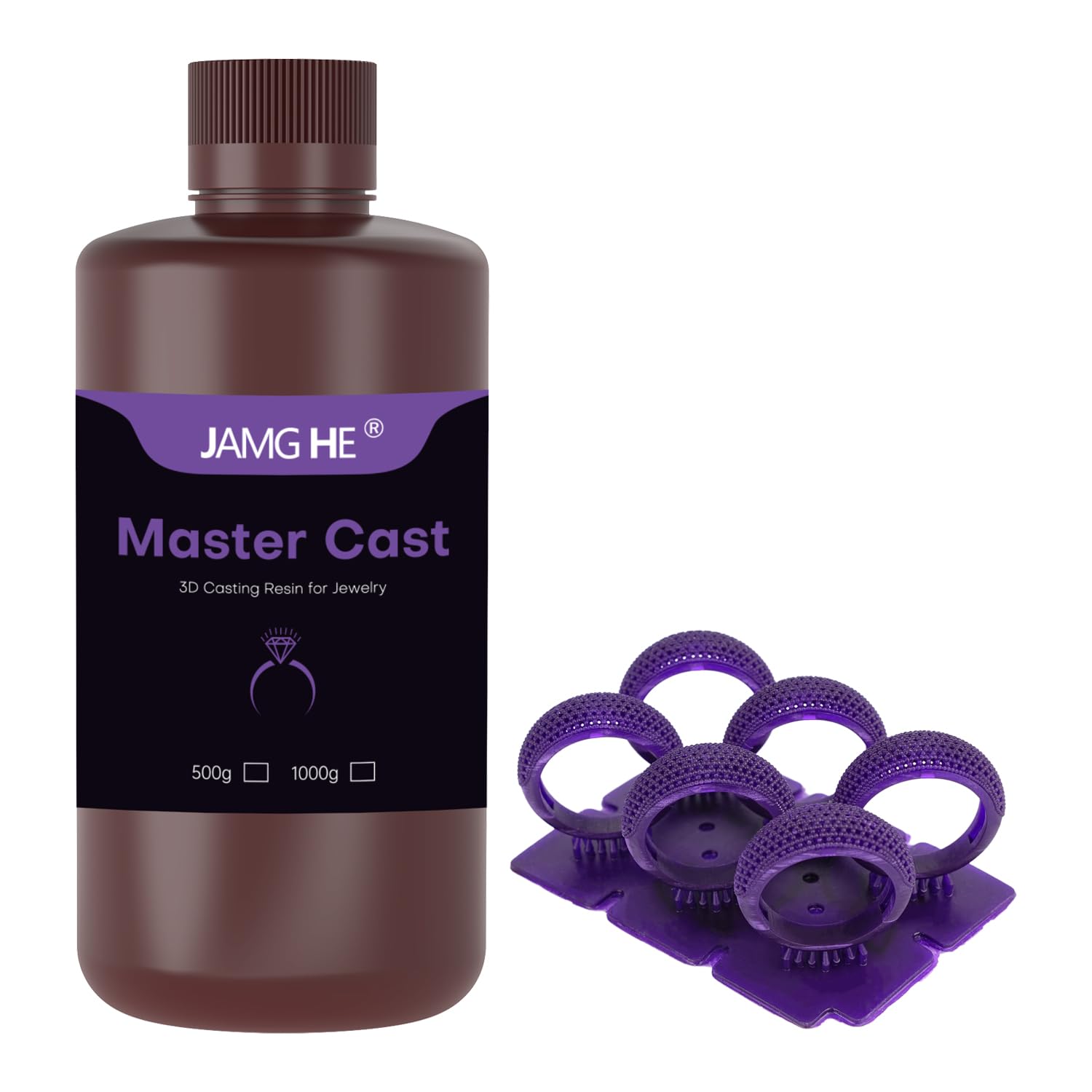 JAMG HE Master Cast Jewelry Castable Resin 3D Printer Resin Easy Casting Smooth Surface for DLP LCD Mono (500G)