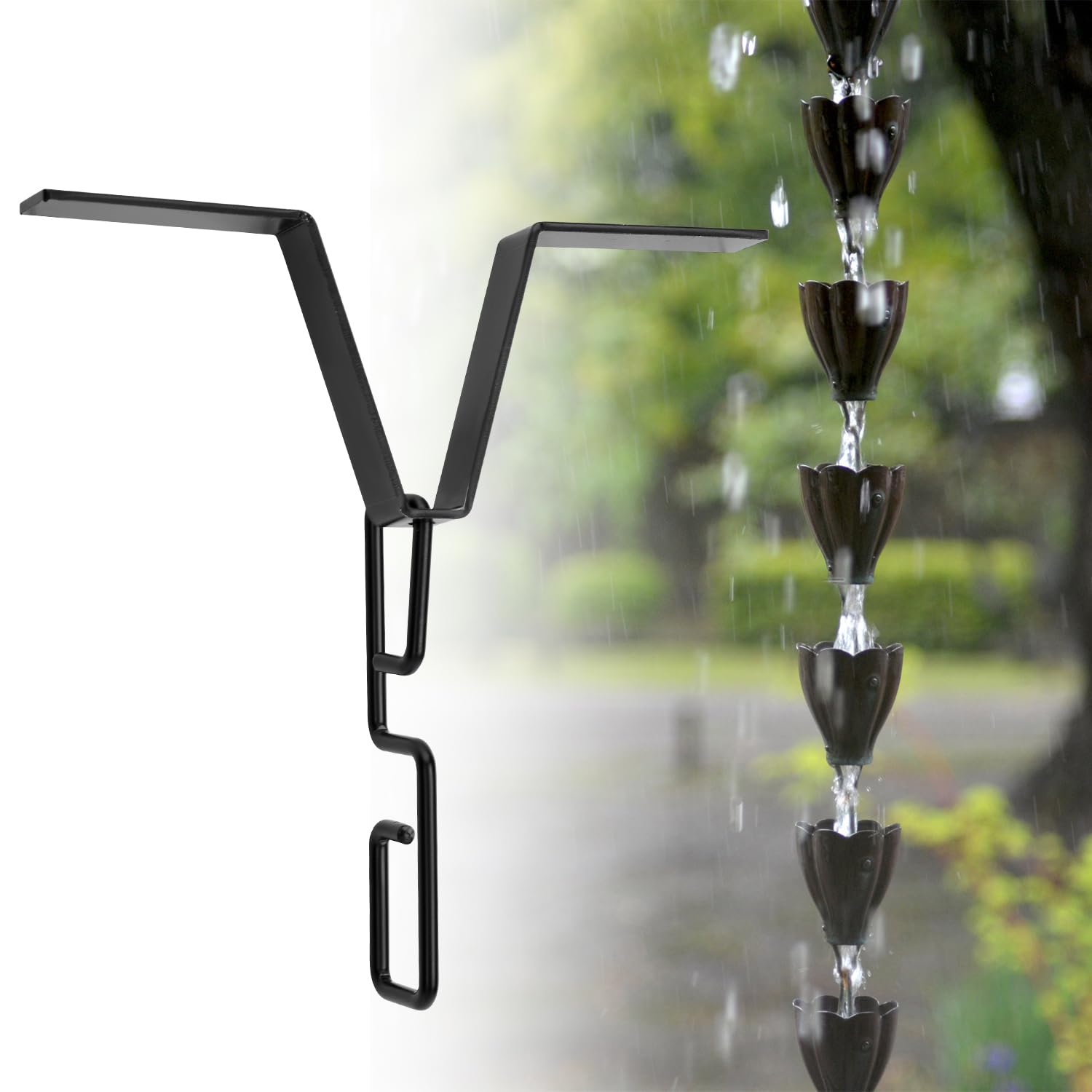 Ganci per Grondaie a Catena per Pioggia, V Clip e S Gancio Adattatore 2 Pezzi