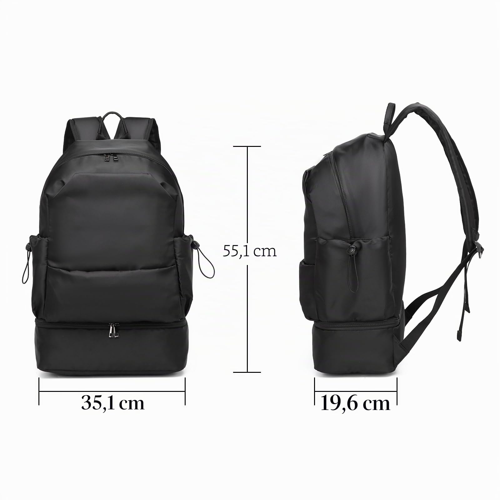 Seyfocnia Zaino da Palestra per Uomini, Zaino da Viaggio Impermeabile con Scomparto per Scarpe, Borsa da Sport Leggera, nero, 22 Inches, Da viaggio