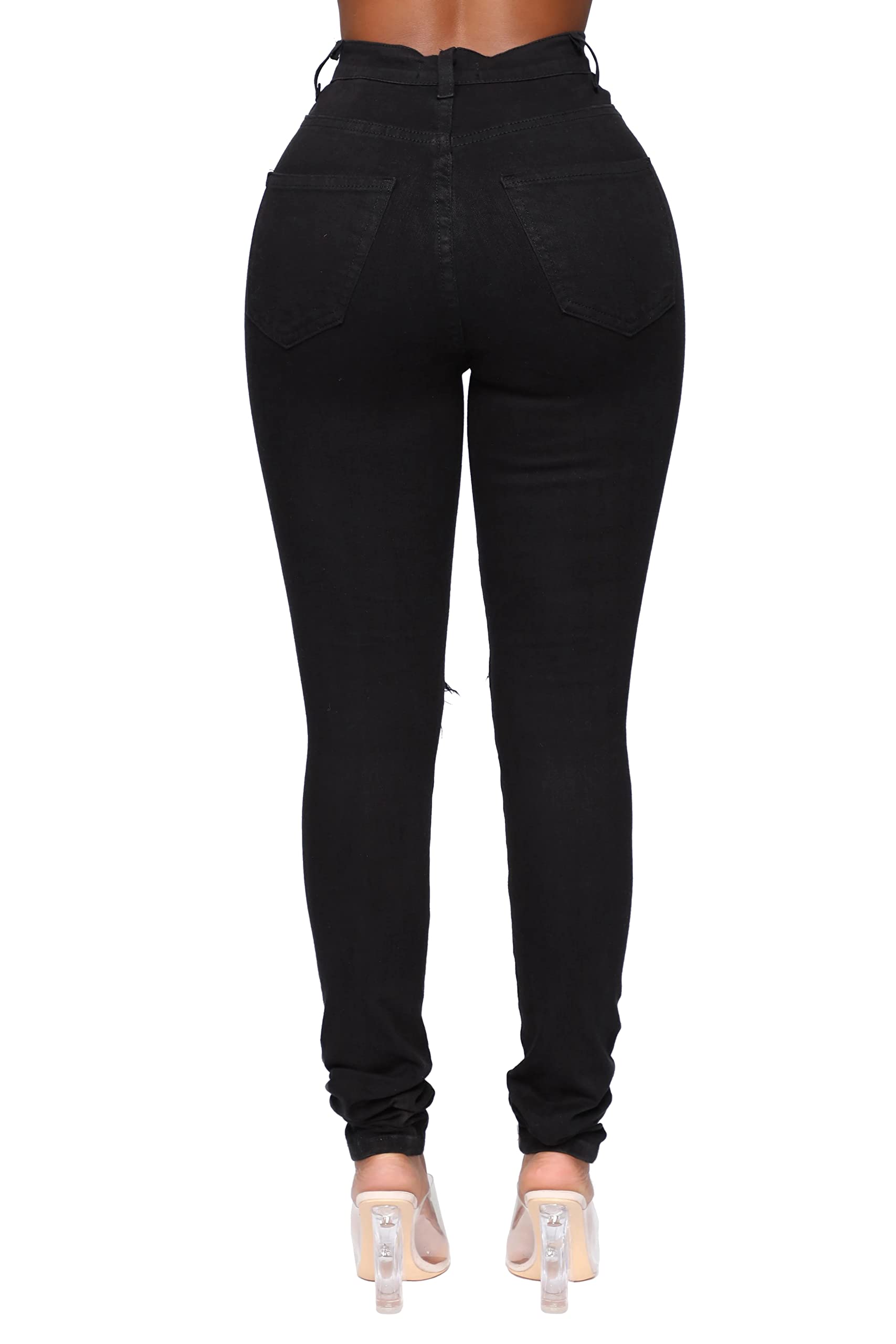BISUAL Womens High Waisted Butt Lifting Jeans Distressed Stretch Skinny Sexy Colombian Jeans for Women: Ripped Black 4