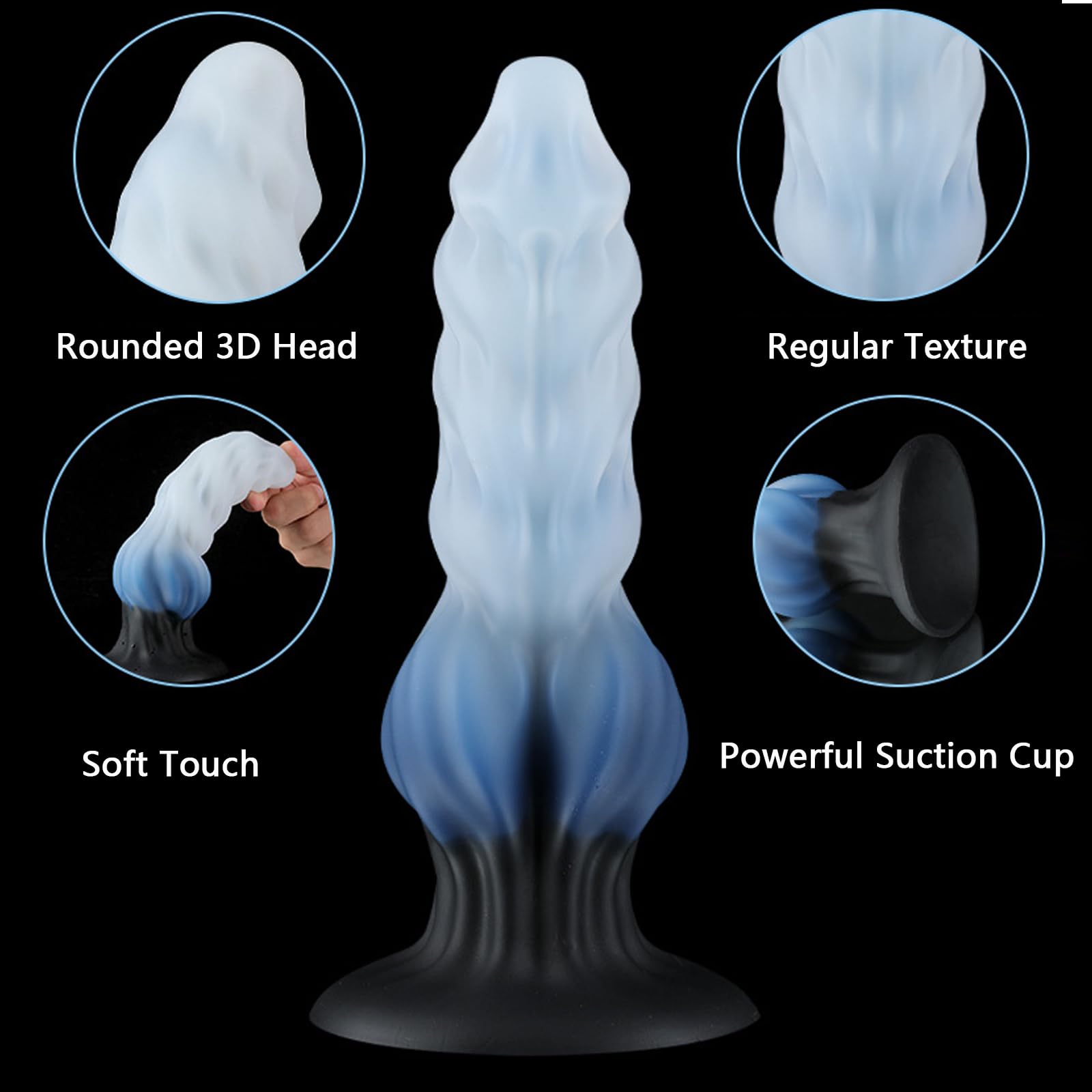 AMAZBEE Mostro Dildo Plug anale in silicone per donne Dildo alieno spesso Plug vaginale con forti ventose Massaggio G-Spot Giocattoli del sesso per adulti (S)