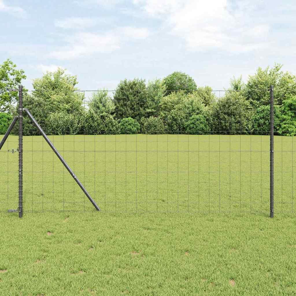 Ogrodzenie euro, szare, 1,4 x 10 m, żelazo powlekane PCW, wytrzymałe ogrodzenie ogrodowe do użytku na zewnątrz, bariera dla zwierząt, łatwy montaż bez kopania