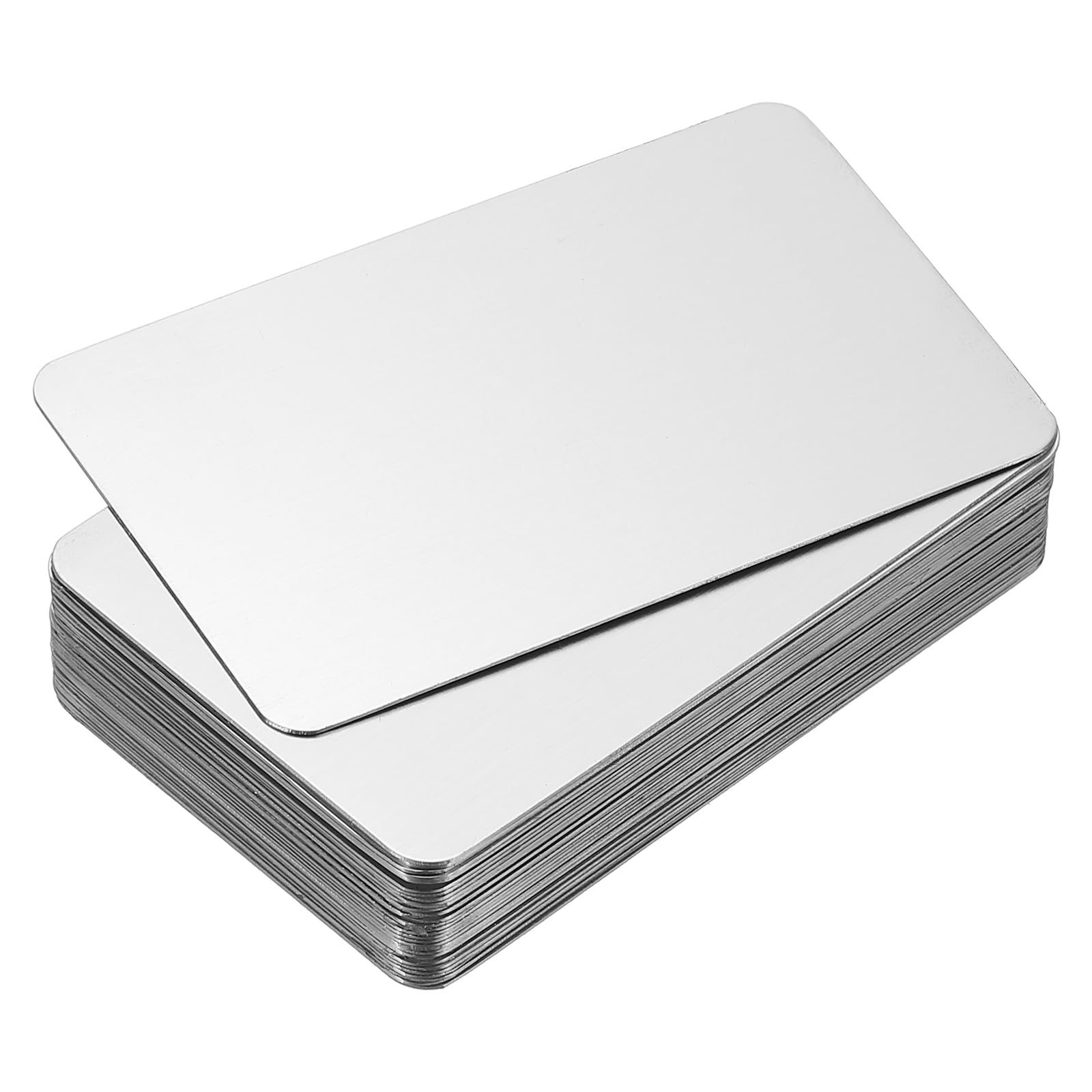 PATIKIL 0.3mm Stainless Steel Metal Business Cards, 30 Pack Blank Name Card Laser Engraving for DIY Gift Cards Silver