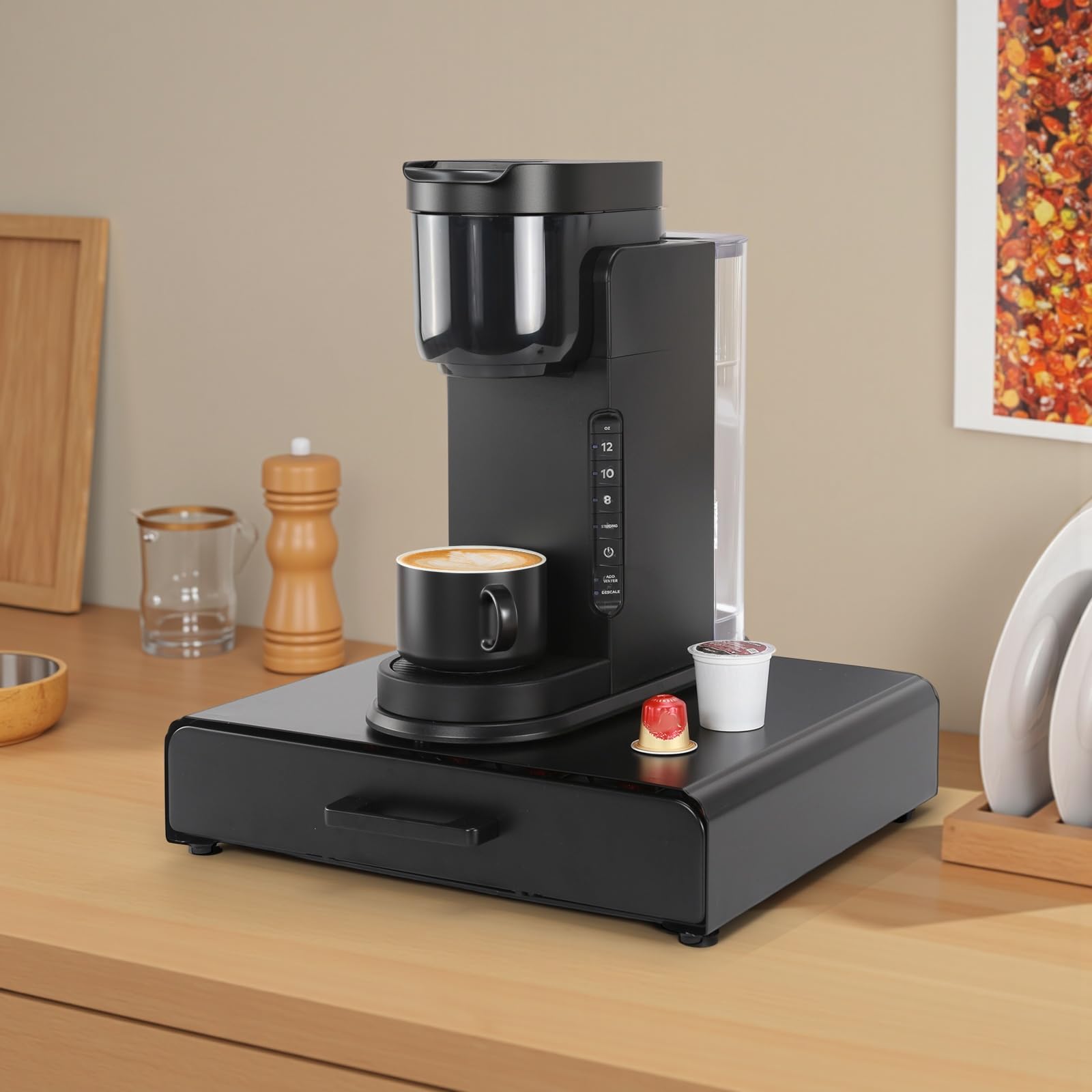 Porte-capsules compatible avec les capsules Nespreso Originalline, rangement pour 40 capsules de café, en métal, noir.