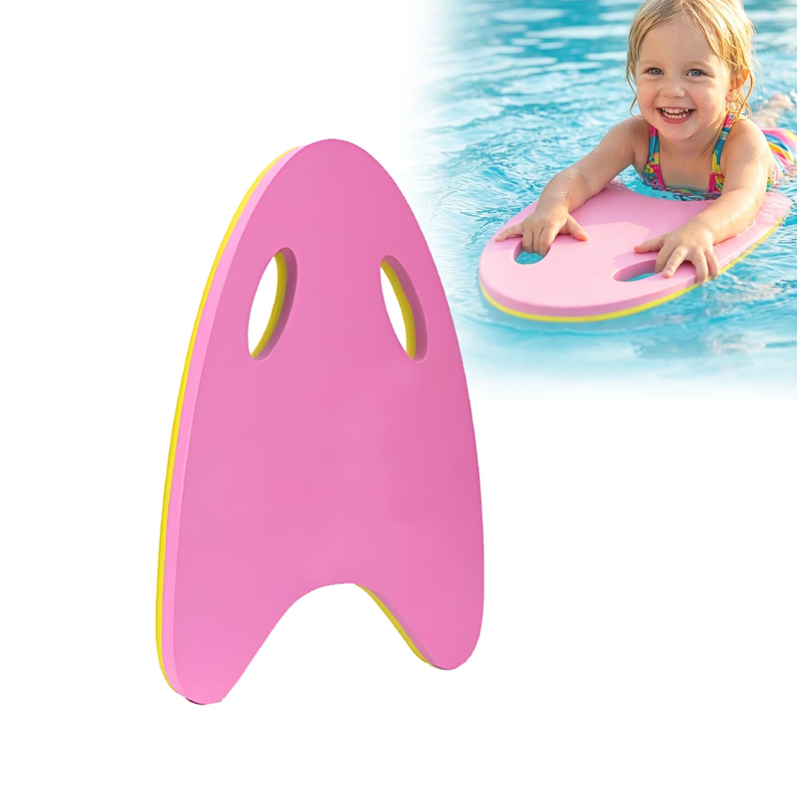 Swimming Board, Foam Swimming Board,Unisex Swimming Kickboards With Handles, Foam Swimming Kickboard with Handles,Swim Training Equipment,Best for Swim Practice & Water Workouts (Pink, A shape)