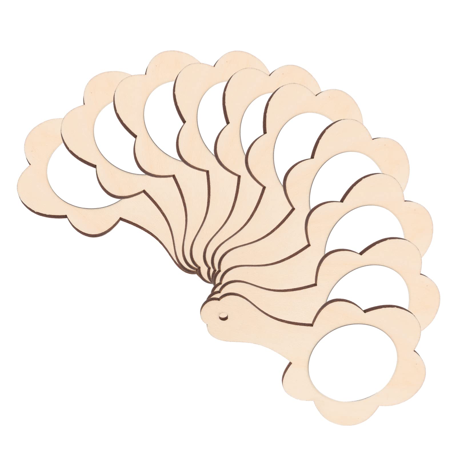 bpa10pcs Creative DIY Wooden Mirror Unfinished Wood Handheld Mirror Mini Craft Princess Mirror for Kids Projects Childrens Arts Crafts Activities Flower