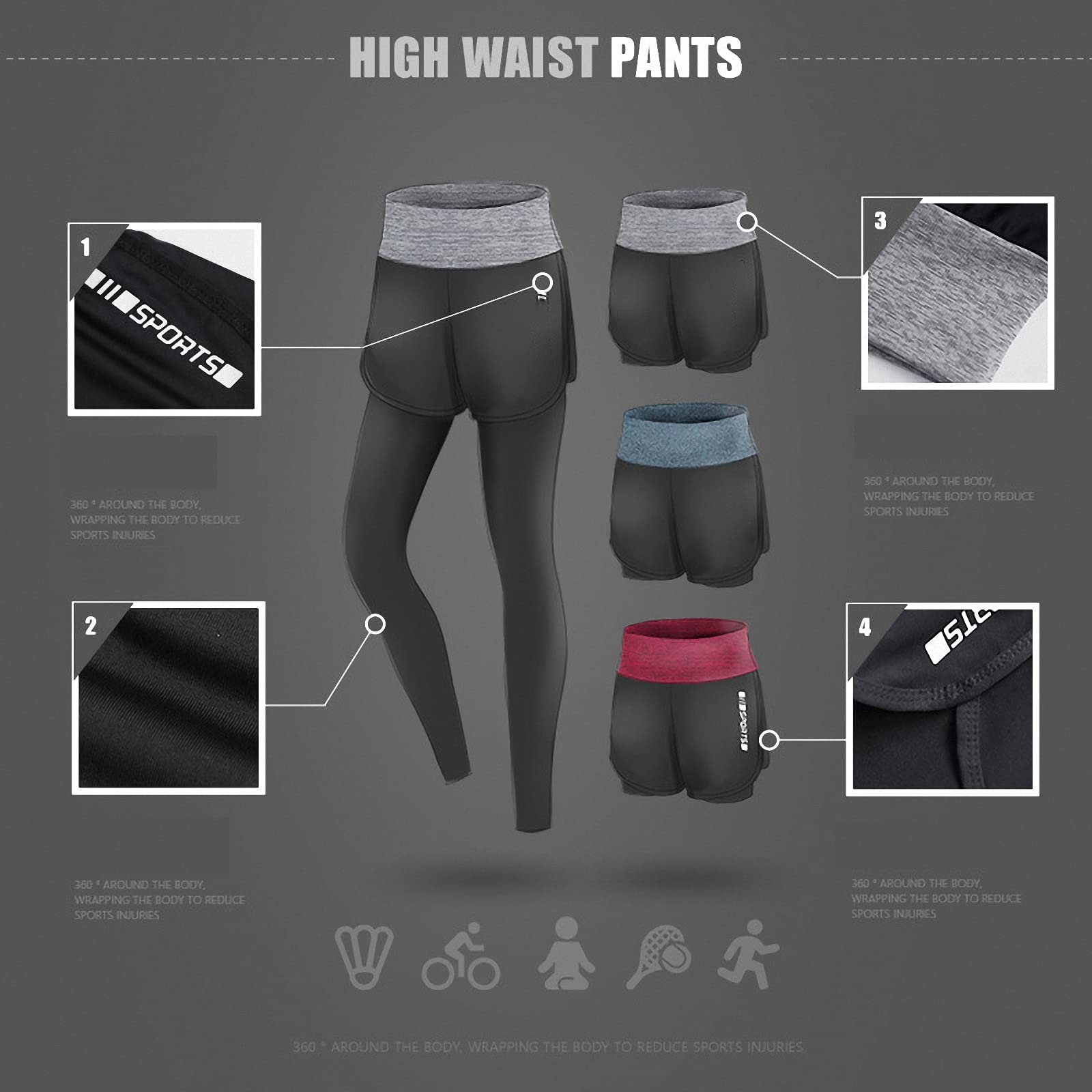 5-częściowy damski dres fitness, joga dla początkujących odzież na siłownię, do biegania na co dzień szybkoschnące legginsy, styl 2, 3XL