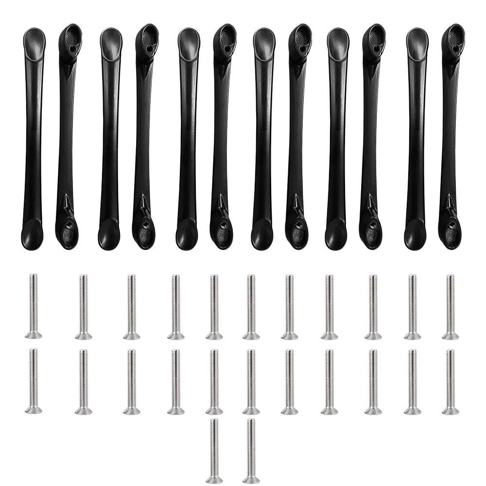 FEIHS 12 Pcs Black Drawer Handles,Reinforced, Hole spacing 9.6 cm