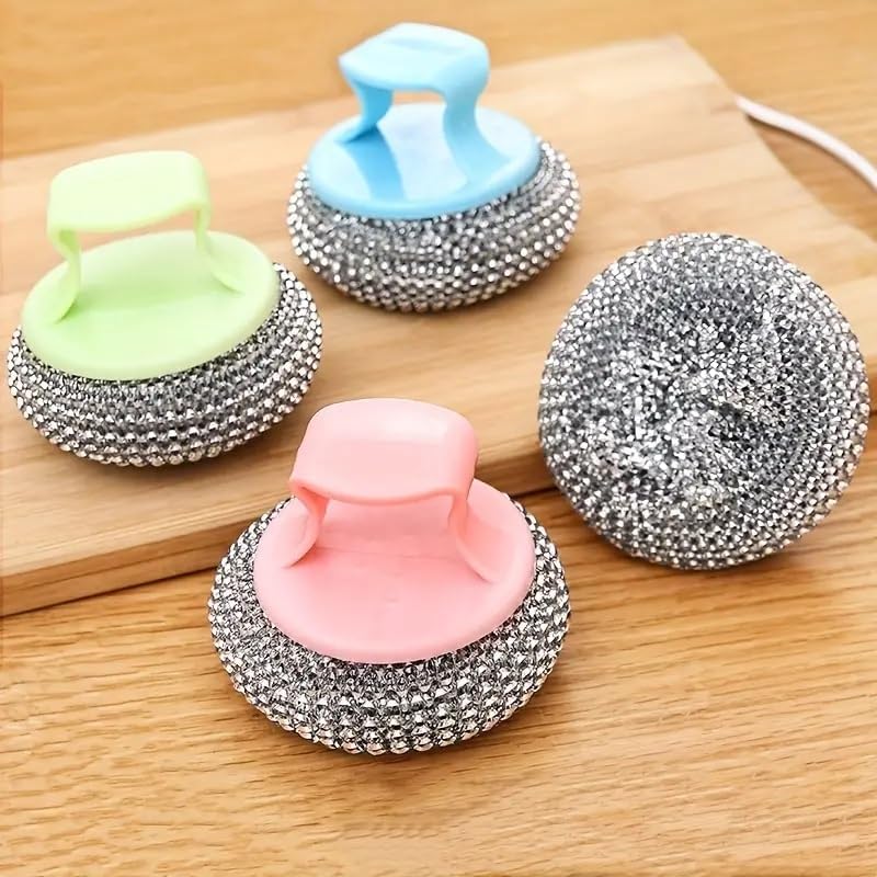 Grab IT Steel Wool Sponge Scrubbers with Grip Handles - Kitchen Cleaning Tool for Pots, Pans, Ovens, Racks, Sinks, Trays, Grills, Home Cleaning Kit (Pack of 4)-image-25
