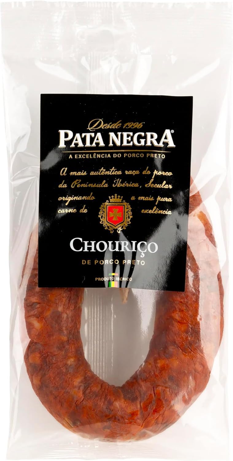 Chorizo de porc noir ibérique Pata Negra 180 g – Lot de 3 – Charcuterie séchée gastronomique – Saucisse ibérique fumée traditionnelle emballée sous vide