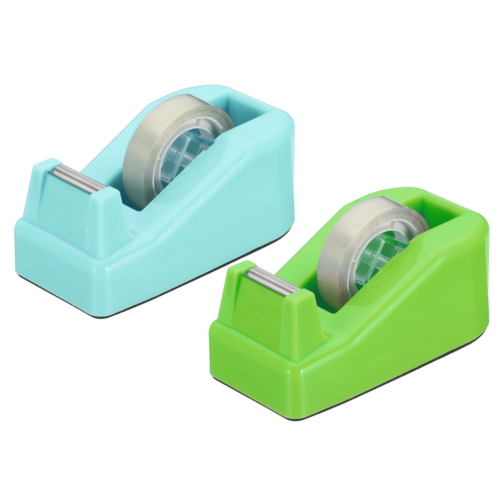 PATIKIL 2pcs Tape Dispenser Desk, Small Tape Dispenser Cute Desktop Dispenser Holder for Tape Office Desktop, Green Cyan