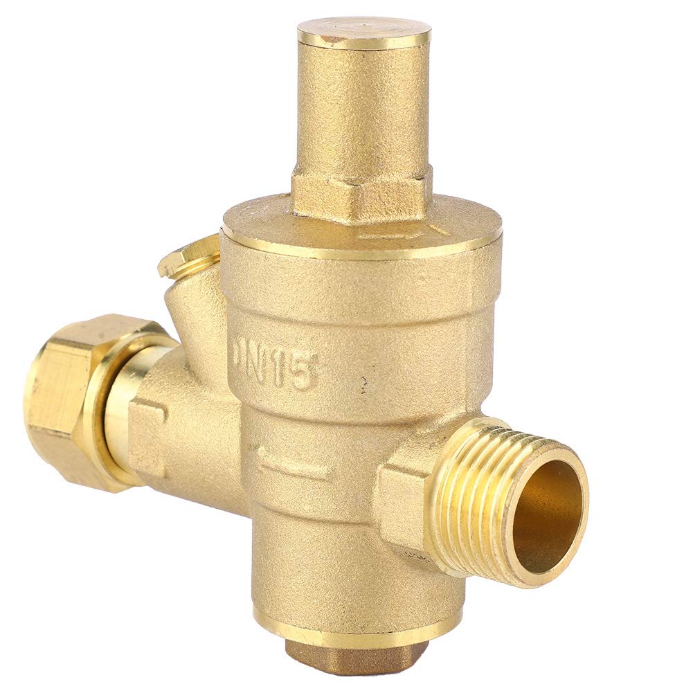 Válvula reductora de presión, DN15 1/2 pulgada Válvula reductora de presión de agua de latón 1/2 "Regulador de presión de agua ajustable Regulador de presión Rosca de la válvula
