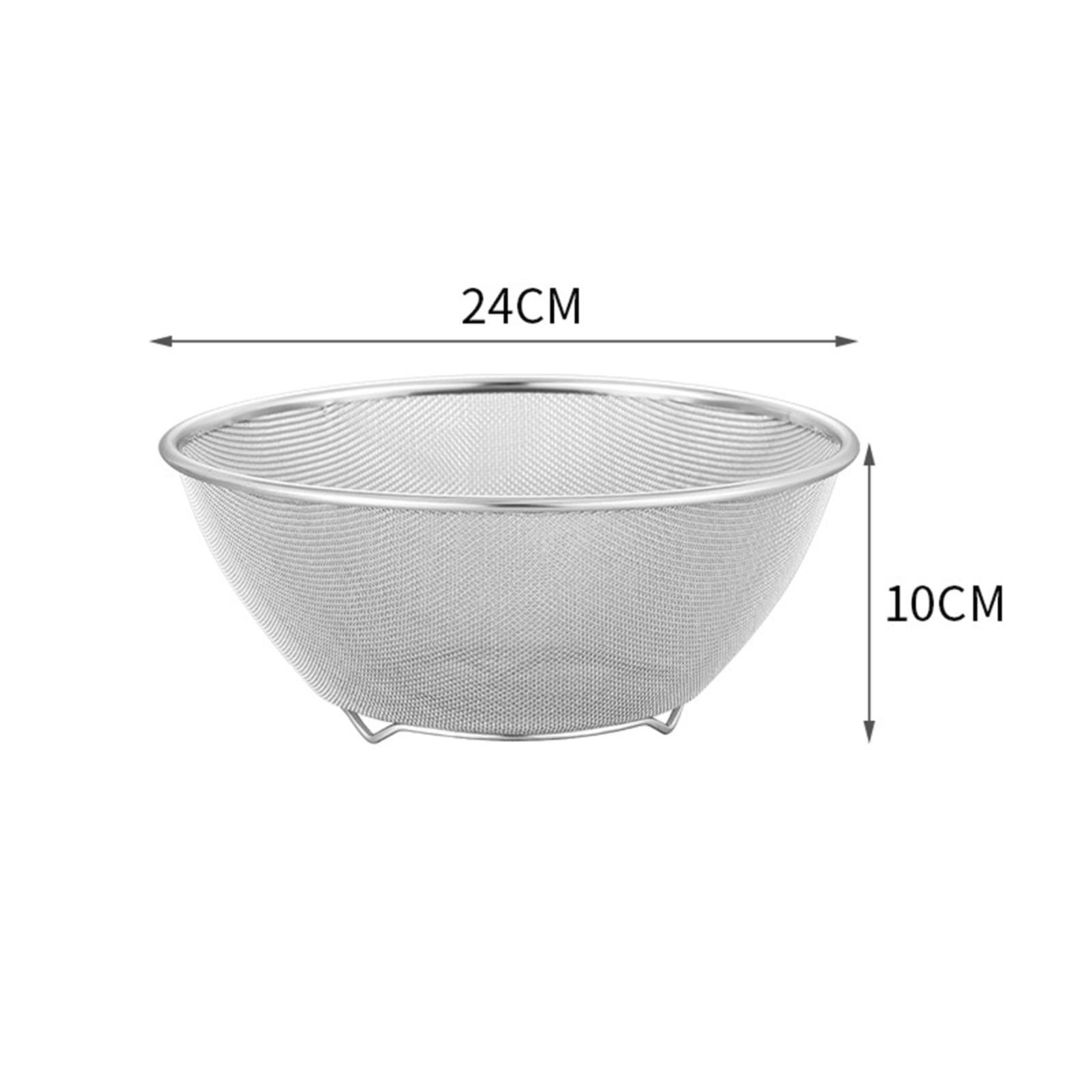 2Pcs Fruit Vegetable Washing Basket, 304 Stainless Steel Microporous Colander with Mixing Bowl, Drainer Basket with Basin for Food Prep Fruit, 24cm
