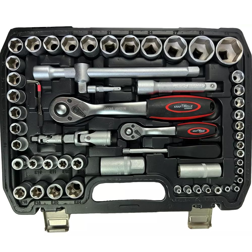 Generico Valigetta Attrezzi 108 Pezzi Professionale Set Chiavi Bussola Cricchetti 1/4 1/2 Auto Moto Fai Da Te