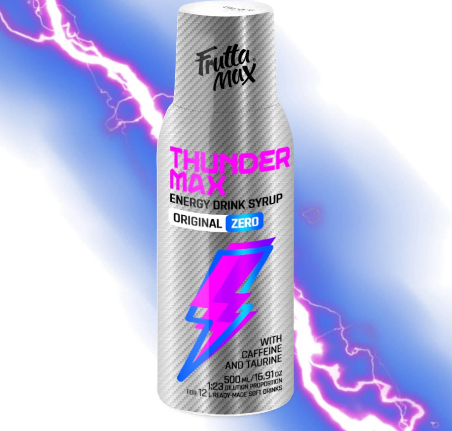 FruttaMax Energy Drink Syrup – Fizzy Caffeinated Syrup with Low Sugar | Soda Maker Compatible, Great for Active Lifestyle 500ml - ThunderMax — view 12