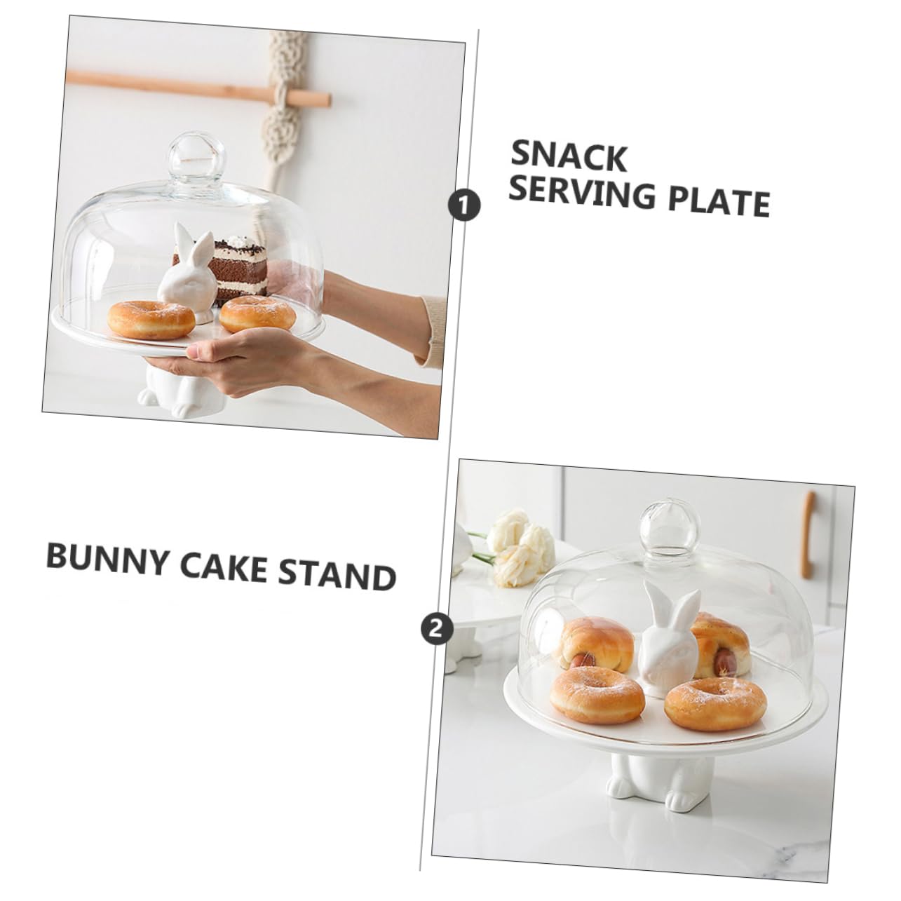 Alipis Alzatina Superficie Liscia e Resistente alla Corrosione in Ceramica Bianca, Piatto Porta Frutta e Snack per Torte a Forma di Coniglio per Compleanni e Feste