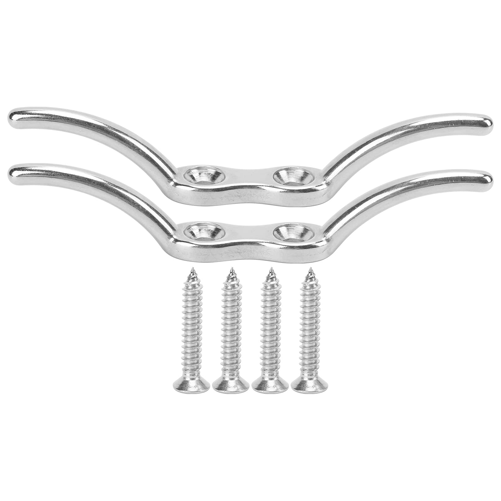 equlup 2pcs 6in Cleat Stainless Steel Flagpole Cleat Hook Flag Boat Flagpole Cleat Hook Boat Rope Cleats Hook Dock Cleat with Mounting Screws