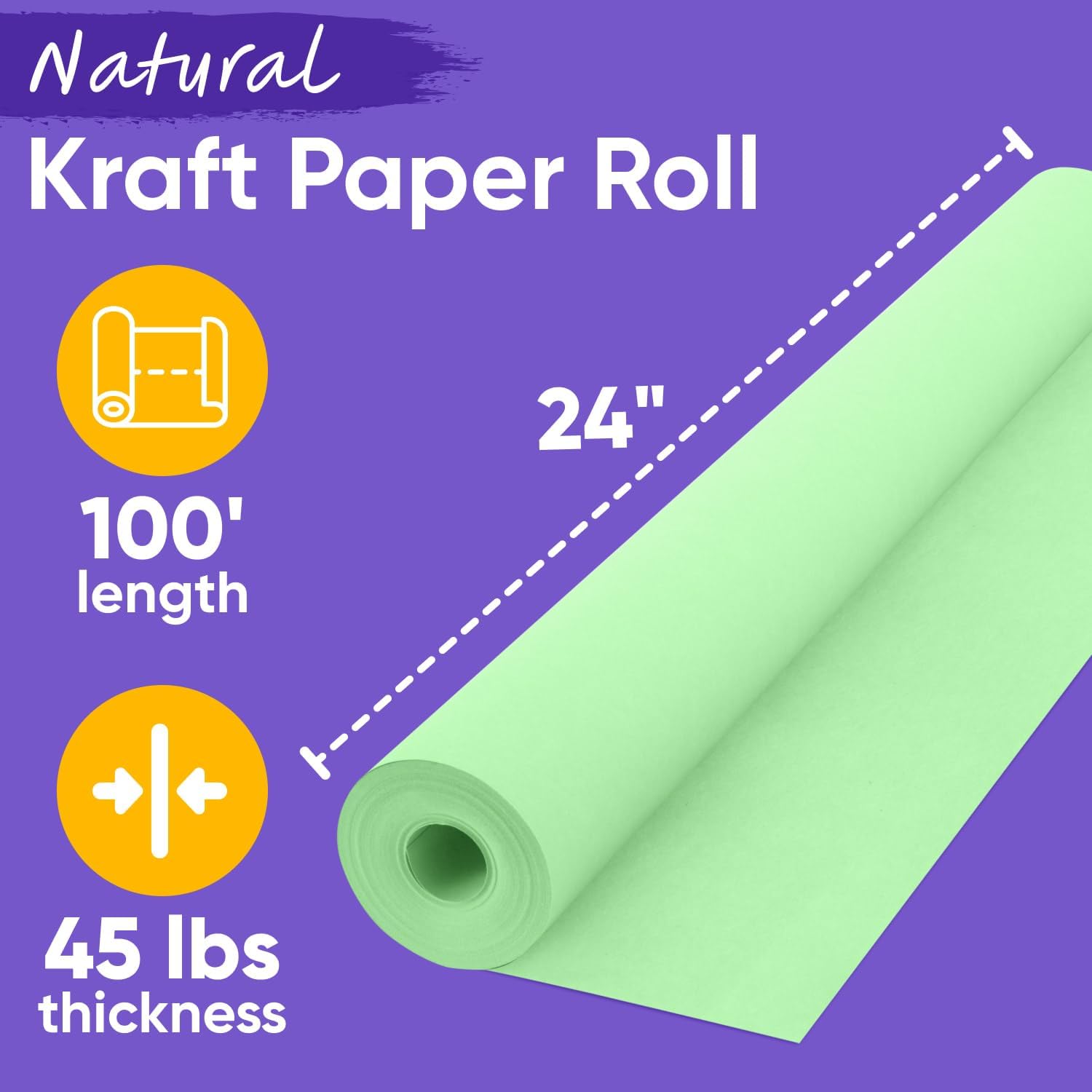 USA Made 24" x 1200" Light Green Paper Roll, 45 lbs Thickness, American Quality Colored Kraft Paper Roll for Bulletin Board, School, Crafts - Non-Toxic, Odorless, Safe for Kids