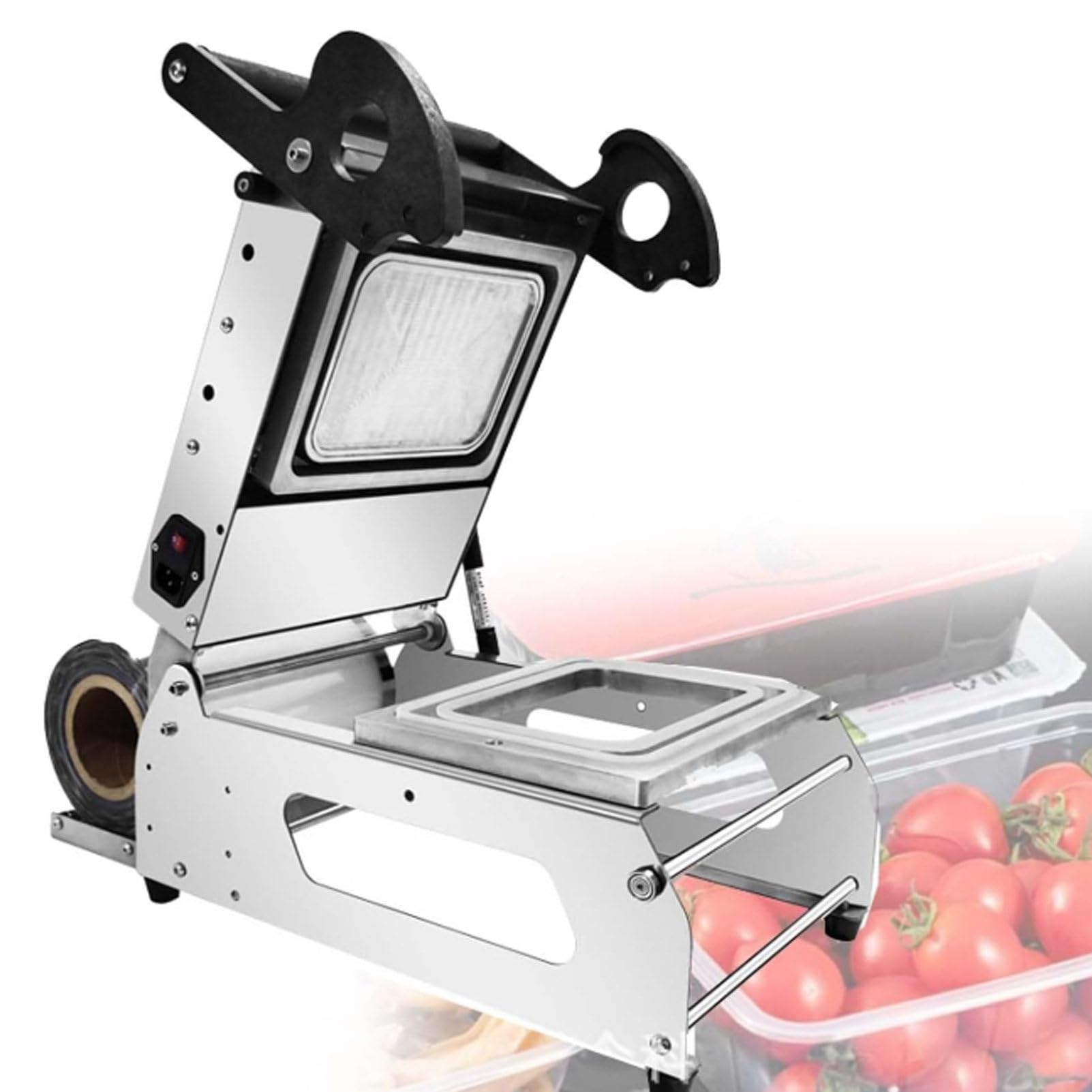Máquina selladora de bandejas de alimentos, embalaje a presión manual comercial para carnes, verduras, frutas y más, sella 7-8 bandejas/minuto para un almacenamiento rápido y eficiente de alimentos