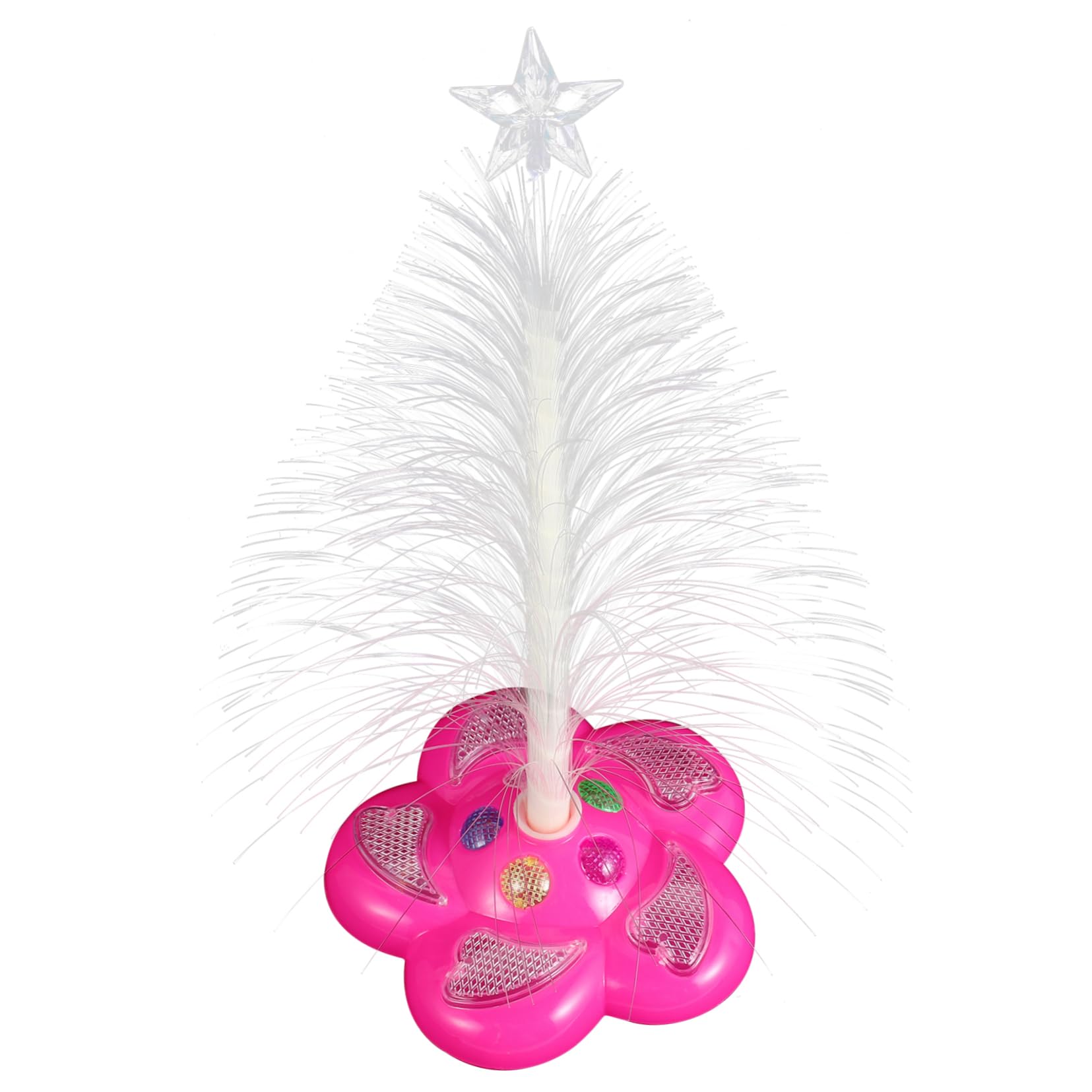 DECOMELODY Led Fiber Optic Christmas Tree Fiber Optic Light Desk Lamp Decorative Tree Night Light No Battery Random Color