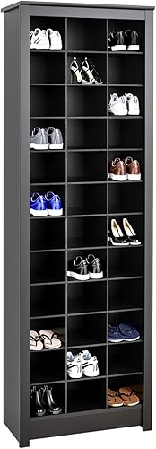 Prepac Organizador de zapatos, almacenamiento, vitrina, 13 pulgadas de profundidad x 26 pulgadas de ancho x 72.5 pulgadas de alto, blanco lavado