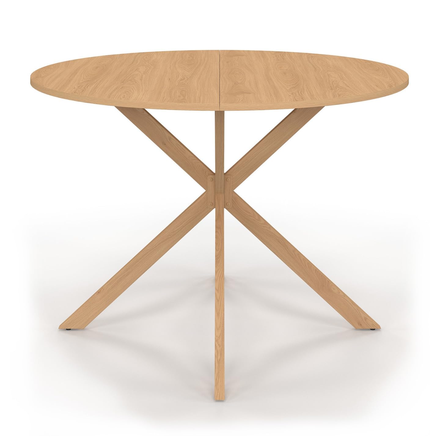 IDMarket - ALIX Tavolo da pranzo rotondo per 6 persone con gamba a ragno effetto faggio 110 cm