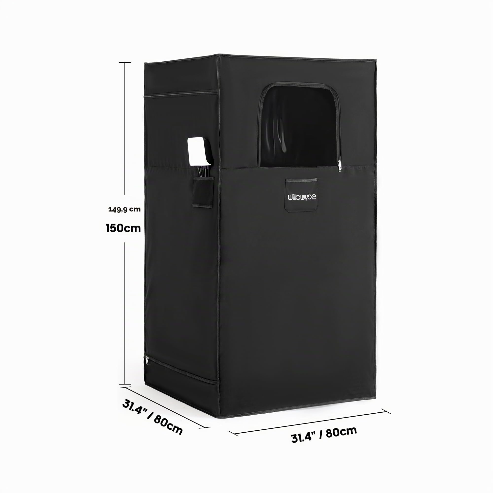 WILLOWYBE Sauna Infrarouge Portable avec 6 Plaques Chauffantes, Coussin Chauffant Pieds et Lumière LED