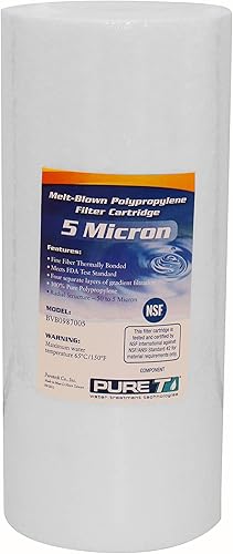 PureT BVB0987005 - Filtro de sedimentos de agua de 10 x 4.5 pulgadas, certificado NSF, filtro de polietileno hilado que elimina sedimentos y otros
