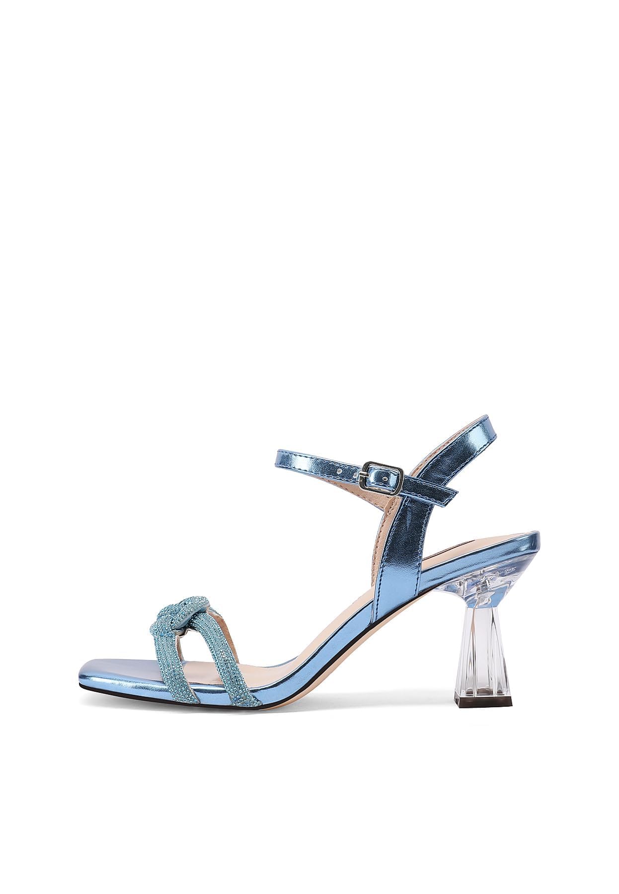 QUEEN HELENA Sandali Eleganti con Strass con Tacco Trasparente Donna S2866