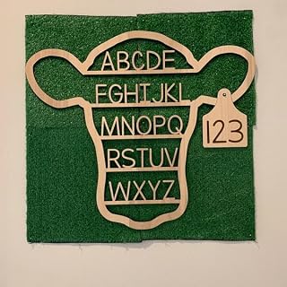 E-ASUM Western COW Wooden Alphabet Sign • Farm Nursery Decor • PlayRoom 3D ABC Wall Hanging Decoration • Farm Theme • Kids Bedroom Decor • Boho Wall Decor