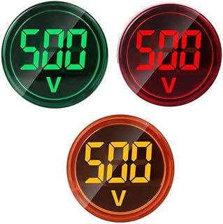 3pcs Digital Display AC Voltage Indicator, 22mm Round Head LED Voltage Tester AC50~500V Voltmeter Monitor Green red Yellow