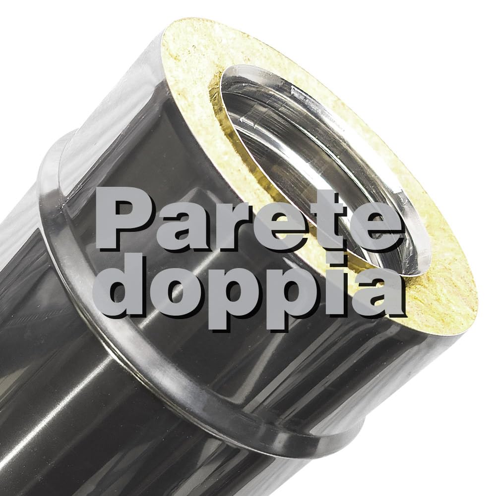 Canna fumaria parete doppia coibentata inox terminale cappello cinese antivento dn 130/180