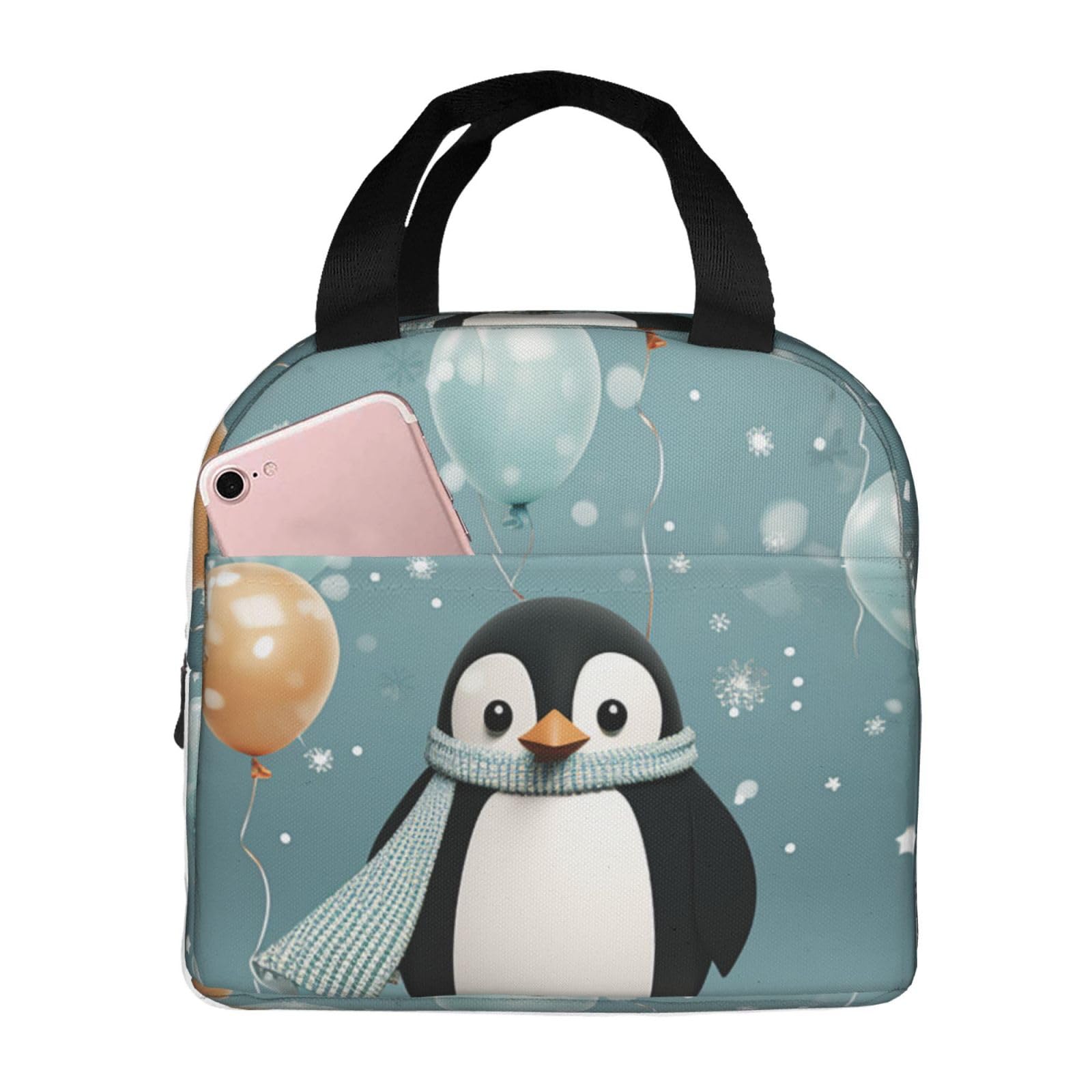 Bolsa De Almuerzo Con Diseño De Pingüino Para Niños - Aislante, Antiderrames, Con Asa Y Correa, Ideal Para Escuela O Picnic