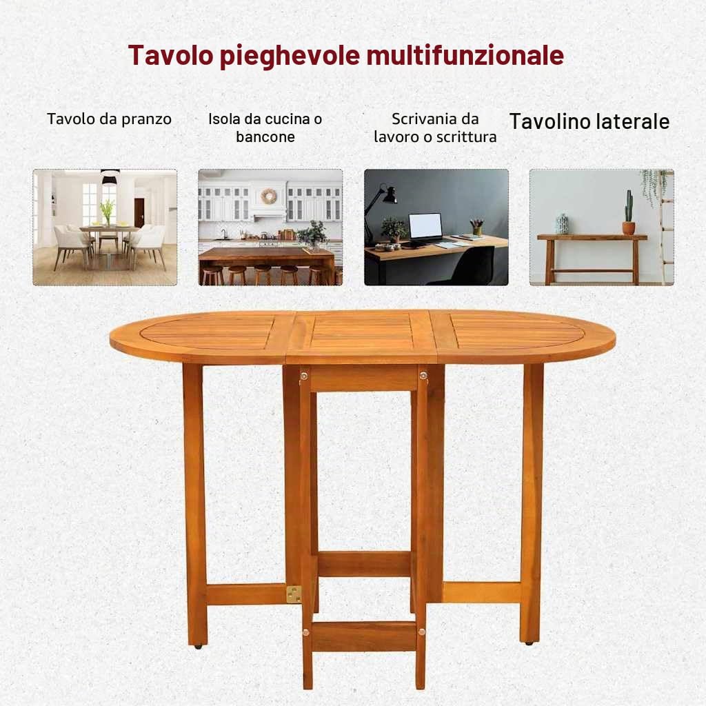 vidaXL Tavolo da Giardino Marrone 110 x 60 x 72 cm, Set Giardino e Terrazza, Tavolo Pieghevole in Legno, Mobili Rustici per Pranzi all'Aperto