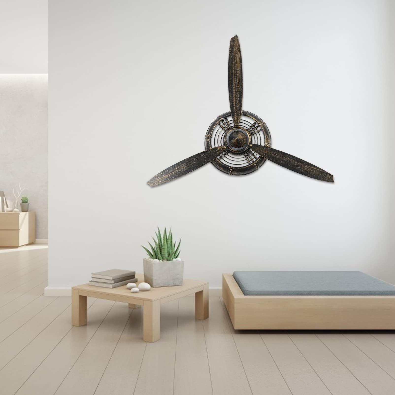 Deco 79 Metall-Propeller Wanddekoration – 3-flügelige Skulptur, 68,6 X 78,7 Cm, Schwarz-gelb, Industriestyle