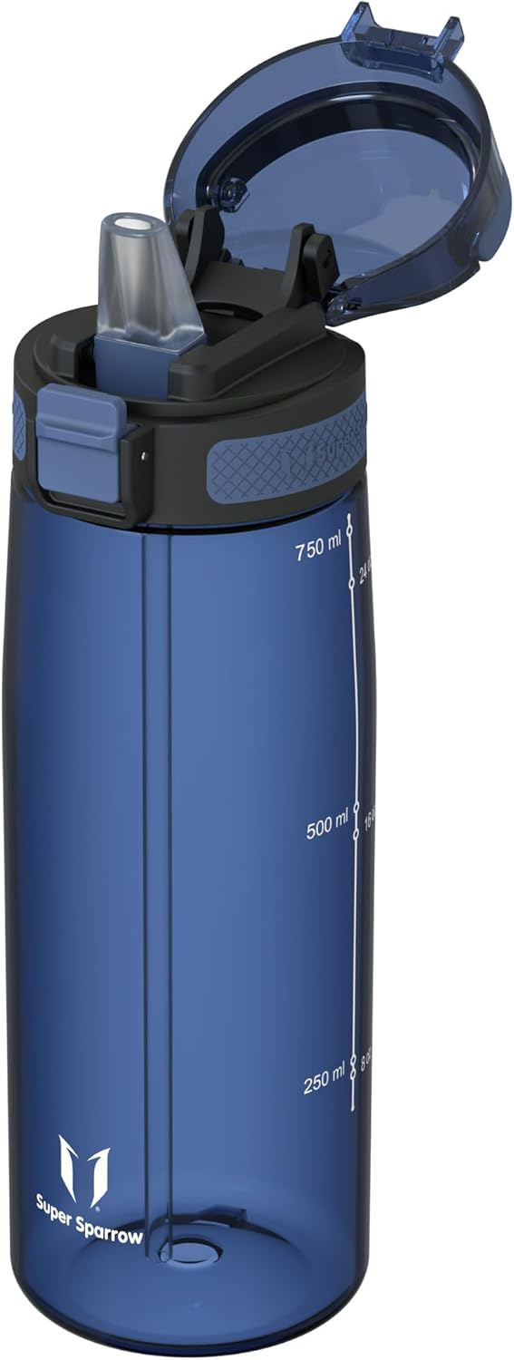 Super Sparrow Borraccia - TouchSip Sportiva Bottiglia - 500ml/750ml/1L - Tritan Senza BPA, a Prova di Perdite - Borracce con Cannuccia Ideale per Scuola e Sport