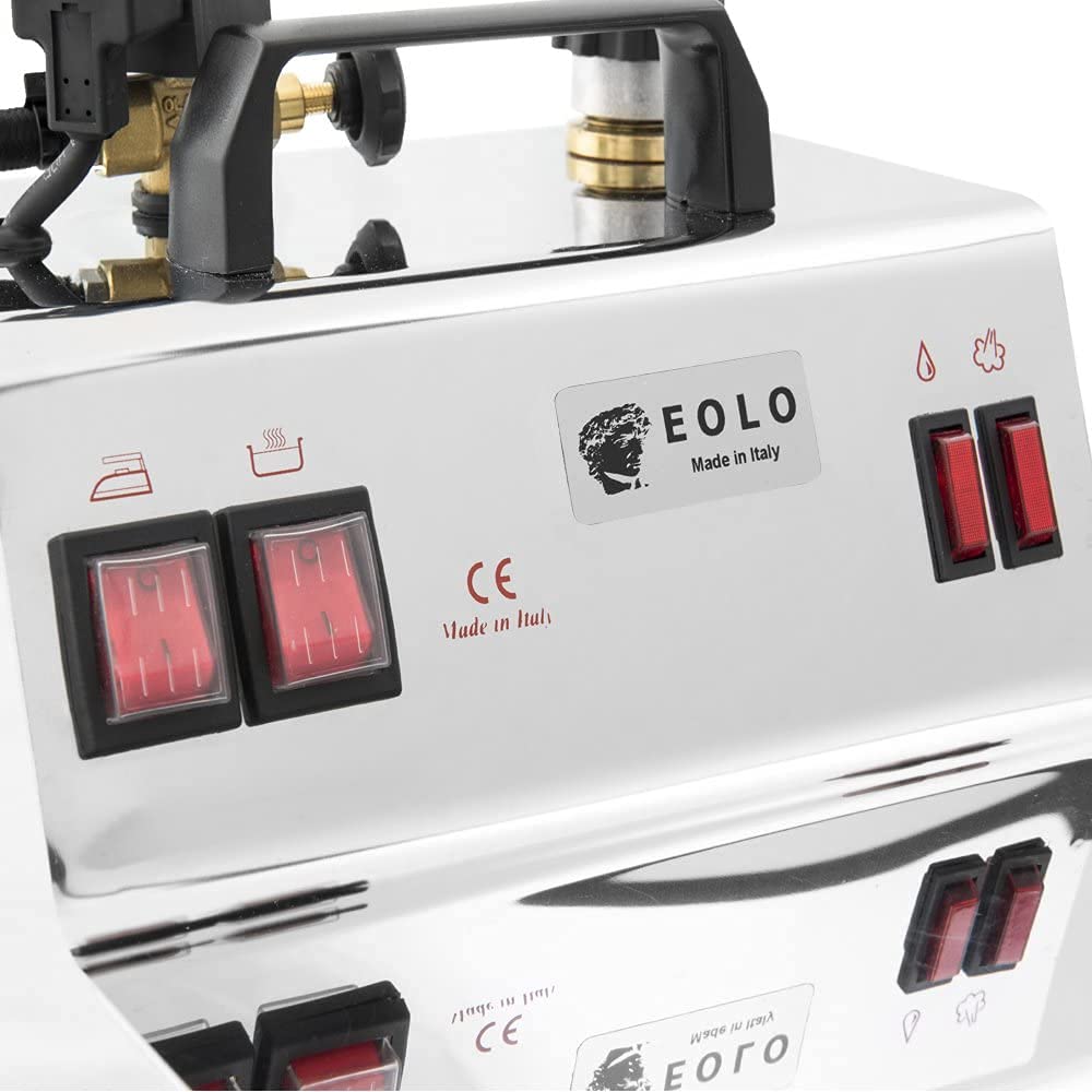 EOLO Centrale Vapeur GV02 INOX Professionnelle Fer à Repasser avec Déflecteur Vapeur Chaudière en Cuivre Economie d’Energie Résistance Externe Anticalcaire Coque en Acier Inoxydable 5 Ans de Garantie