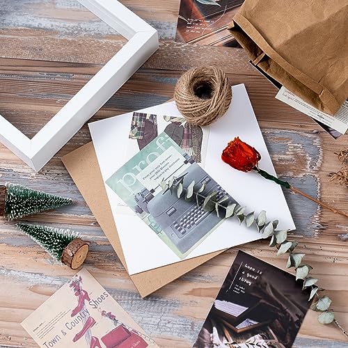 Image of Muzilife 8x8 Shadow Box Picture Frame for Wall and Tabletop Display - Deep Wood & Glass Display Rustic Case Ready to Hang Memorabilia, Pins, Awards, Medals, Wedding, Tickets, and Photos, White