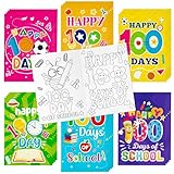Picture of Dvbonike 24Pcs 100th Day of School Coloring Books Happy 100 Days DIY Color-in Pages Pencil Book Clock Cute Patterns Drawing Booklet Classroom Reward Art Activity Gifts Party Favors Supplies for Kids