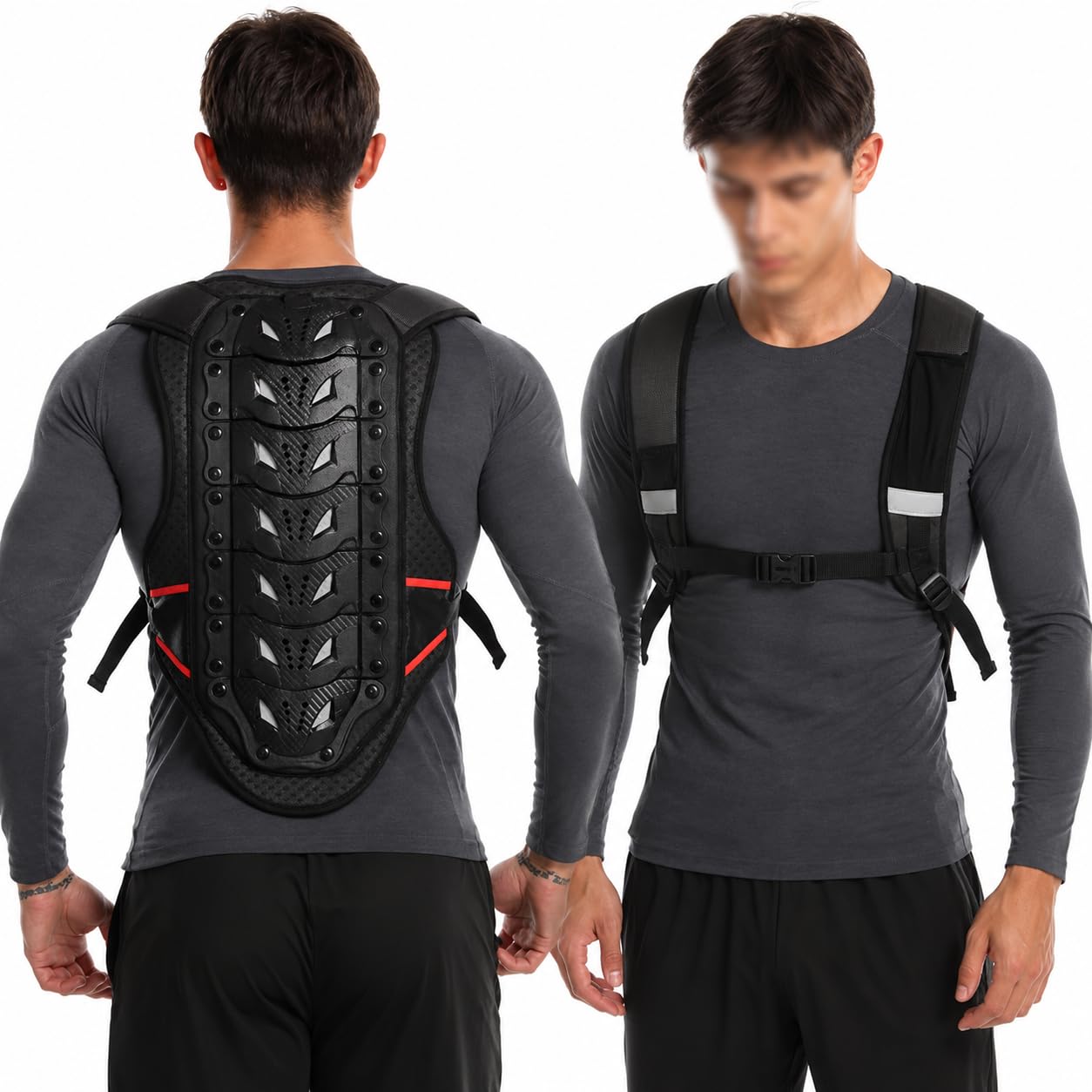 Gilet di protezione posteriore regolabile per moto, traspirante, per moto, ciclismo, sci e motocross