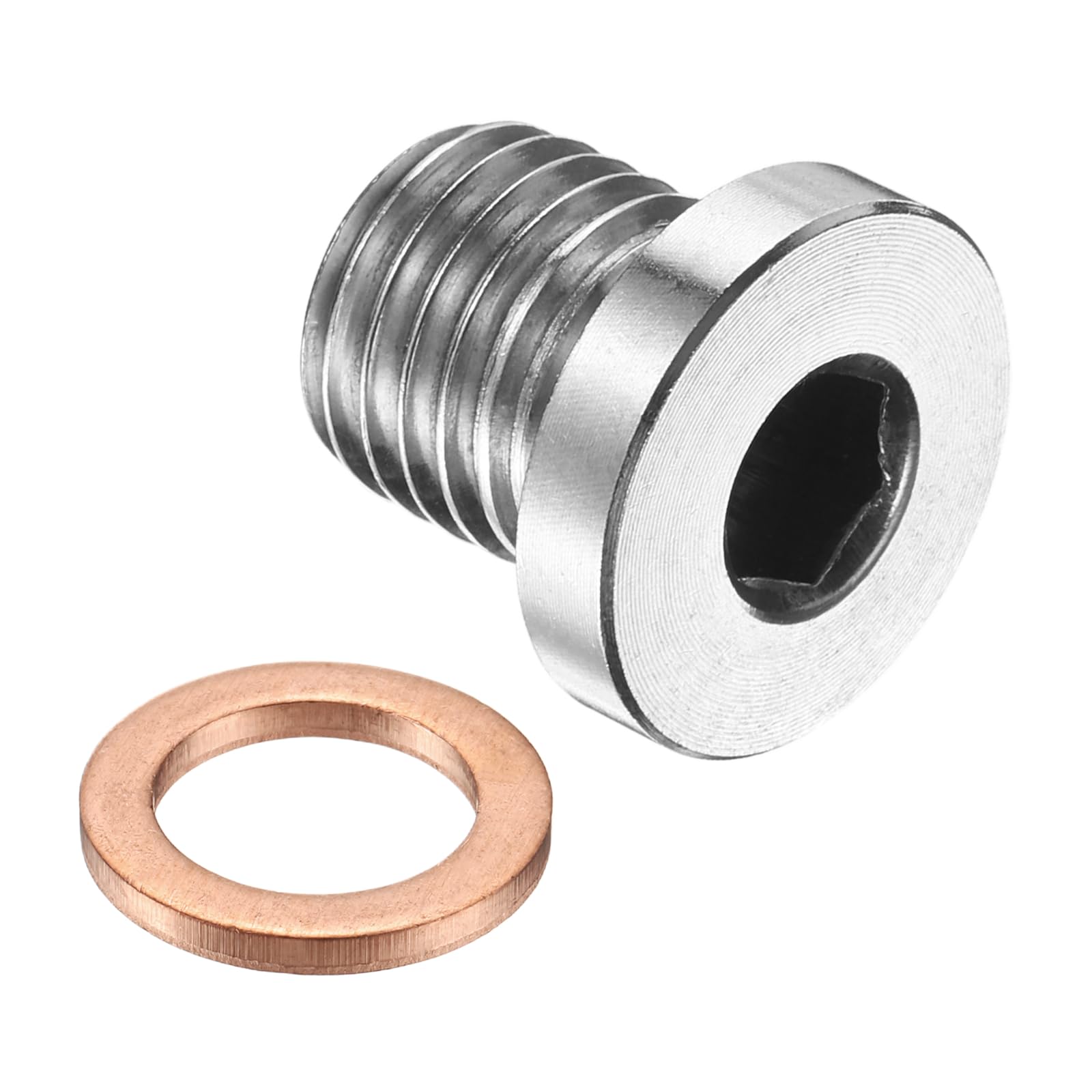 PATIKIL Tappo Filettato Metric M12 x 1.5 Testa Esagonale Interna In Acciaio Inox 304 Con Rame Per Tenuta Olio Gas Acqua