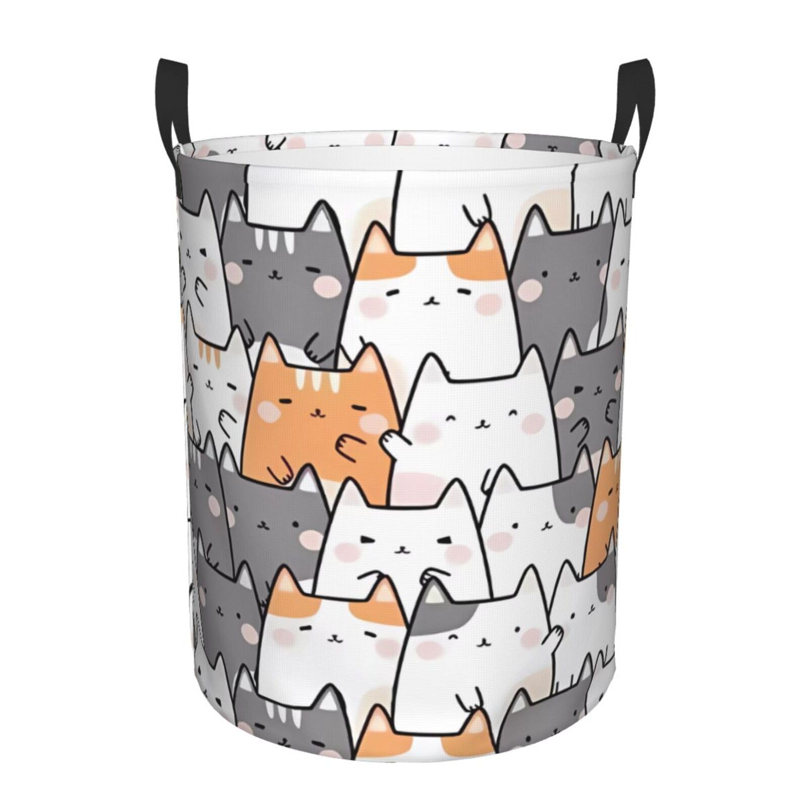 M Circular Hamper orange cats (1) Print for Dirty Clothes