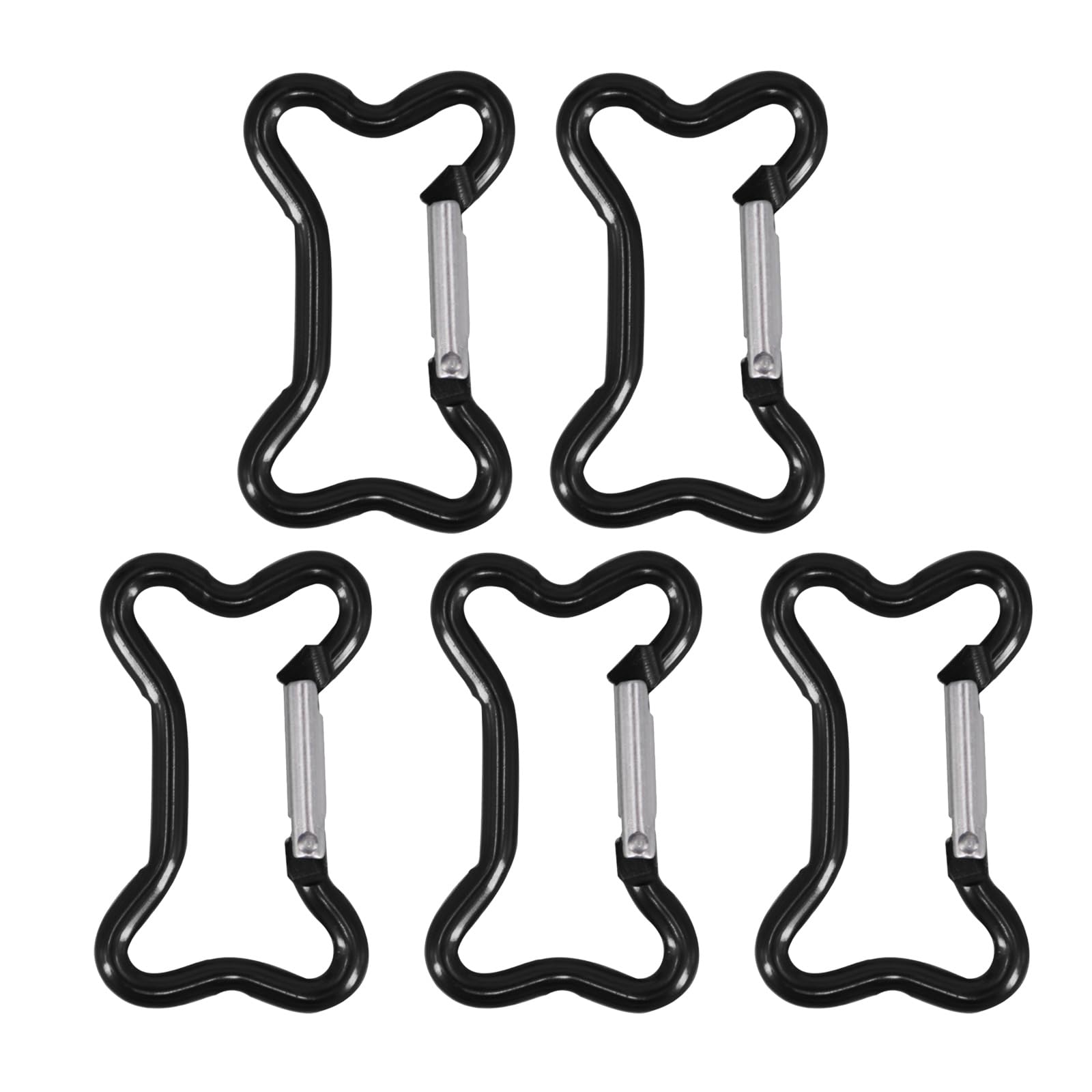 Psdndeww 5Pcs Aluminum Alloy Bone Shape Spring Clasps Snapping Hook Clip Carabiner Keychains Bag Clip Hook Buckle Connectors