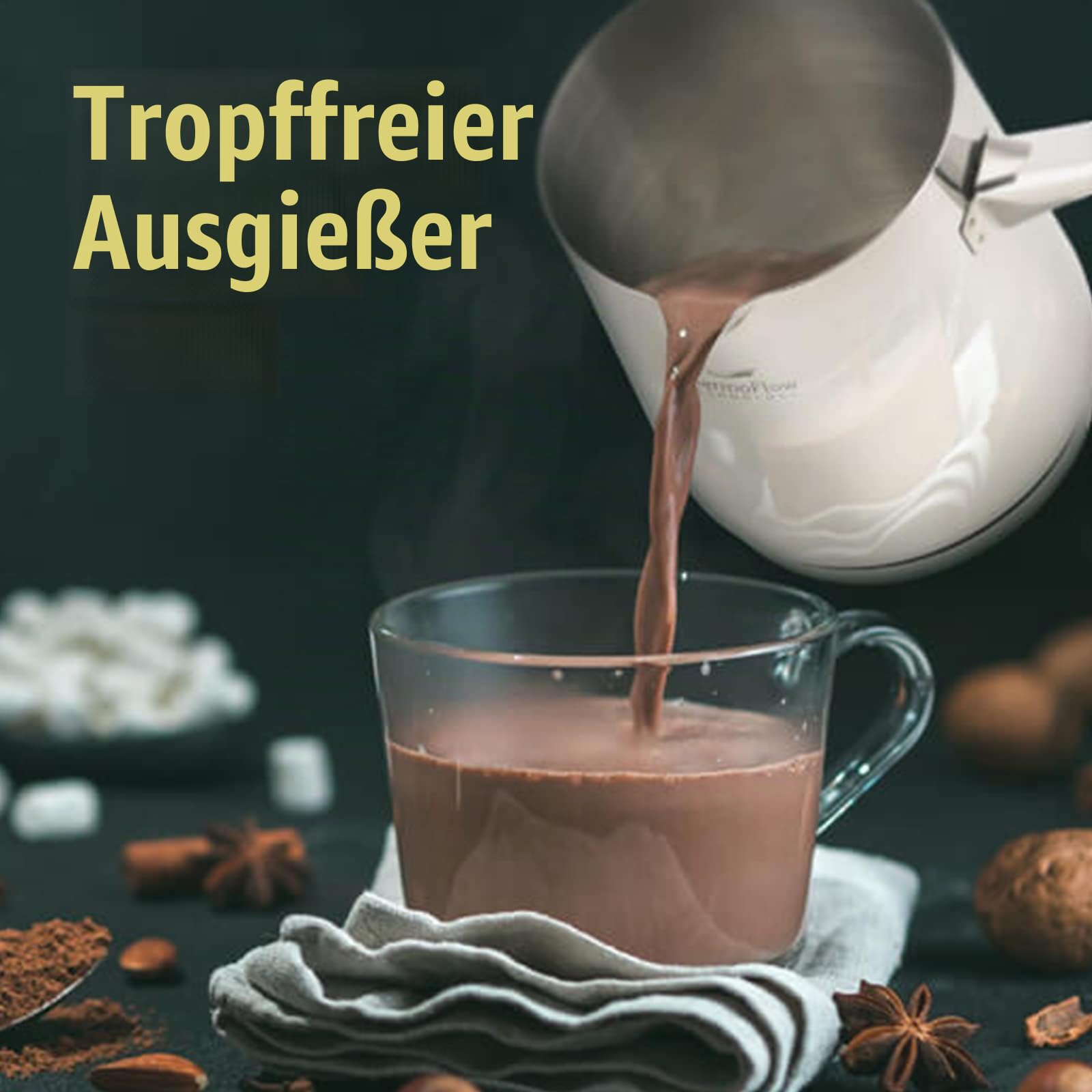 ROSMARINO Edelstahl-Induktions-Mokka-Kanne 700 ml - Moderne Türkische Cezve-Kaffeekanne mit 3-lagigem Stahlboden (700 ml)