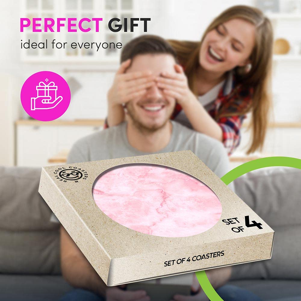 Lot De 4 Dessous De Verre Pour Boissons, Motif Marbré