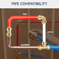 Vista 5 de Paquete de 12 acoplamientos rectos Pushfit de 1/2 pulgada, acoplamiento a presión de latón PEX con clip de desconexión, accesorios de plomería a