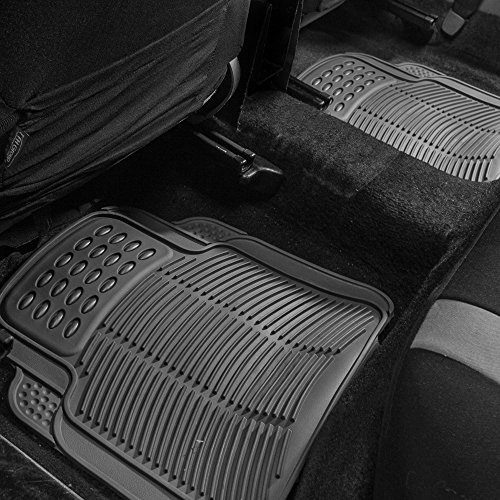 Image of FH Group Automotive Floor Mats Universal Fit Heavy Duty Rubber for All Weather Protection Fits Most Cars, SUVs, and Trucks, 4 Piece (Full Set Trimmable) Gray